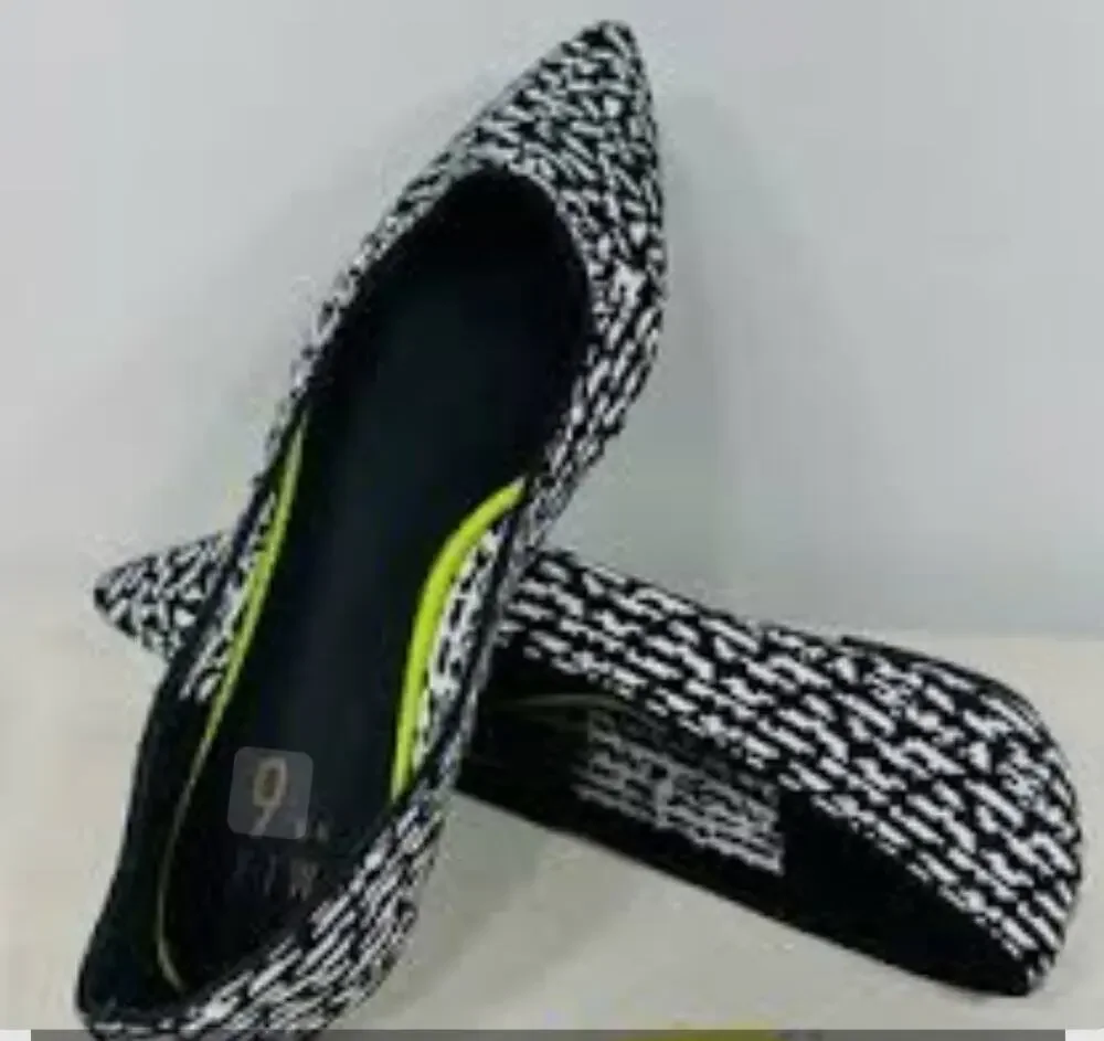 Mix No. 6 Black and White Geometric Knit  Patterned Ballet Flats Sz 9.5 Preppy